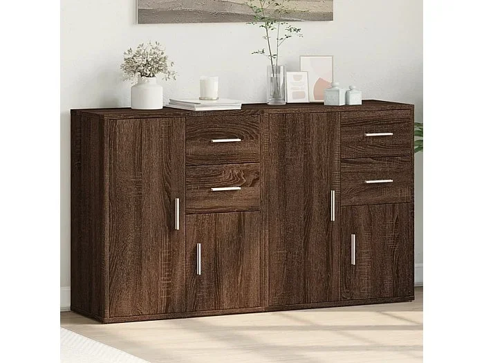 Aparador de madera de ingeniería 2 uds marrón roble 60x31x70 cm