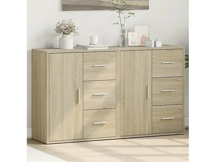 Aparador de madera de ingeniería 2 uds roble Sonoma 60x31x70 cm ES877922
