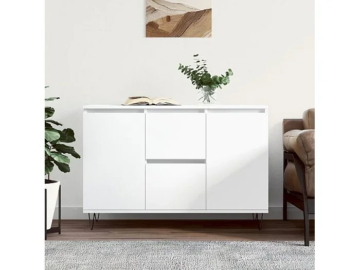 Aparador de madera de ingeniería blanco 104x35x70 cm