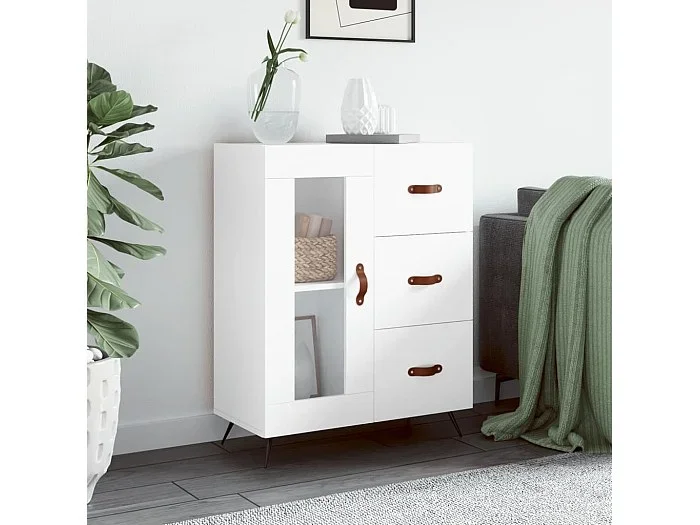 Aparador de madera de ingeniería blanco 69,5x34x90 cm ES94518