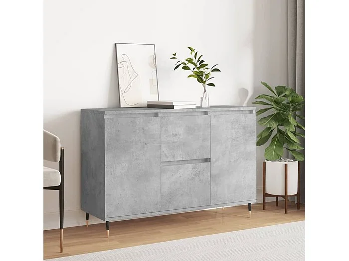 Aparador de madera de ingeniería gris hormigón 104x35x70 cm