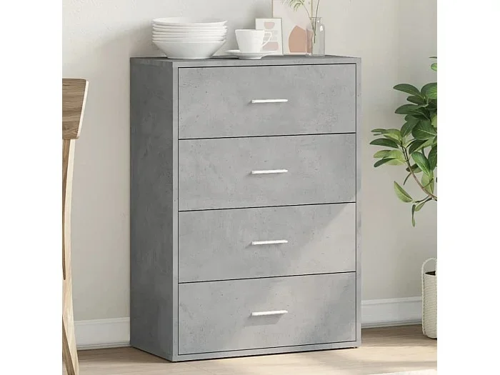 Aparador de madera de ingeniería gris hormigón 60x31x84 cm