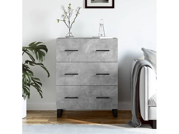 Aparador de madera de ingeniería gris hormigón 69,5x34x90 cm ES20471