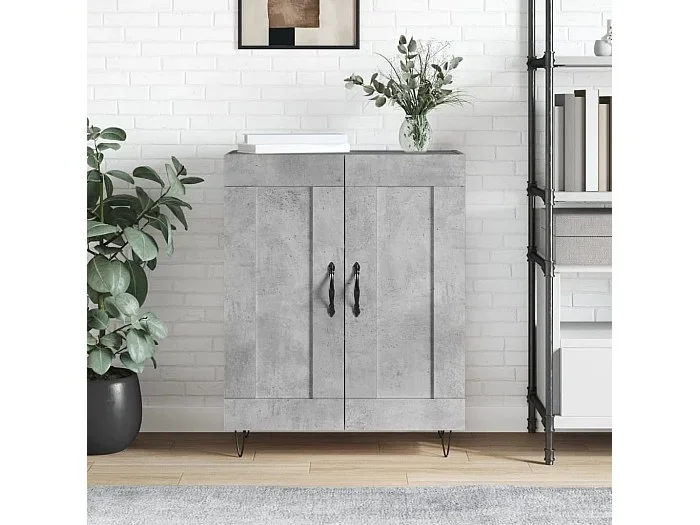 Aparador de madera de ingeniería gris hormigón 69,5x34x90 cm ES69173