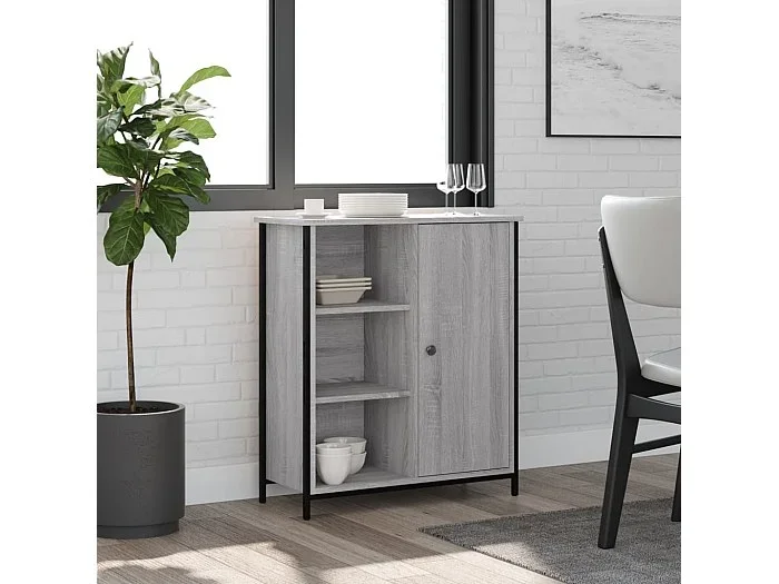 Aparador de madera de ingeniería gris Sonoma 70x30x80 cm ES32996