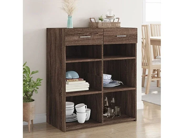 Aparador de madera de ingeniería marrón roble 80×42,5×93 cm