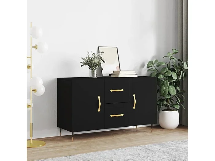 Aparador de madera de ingeniería negro 100x36x60 cm ES213540