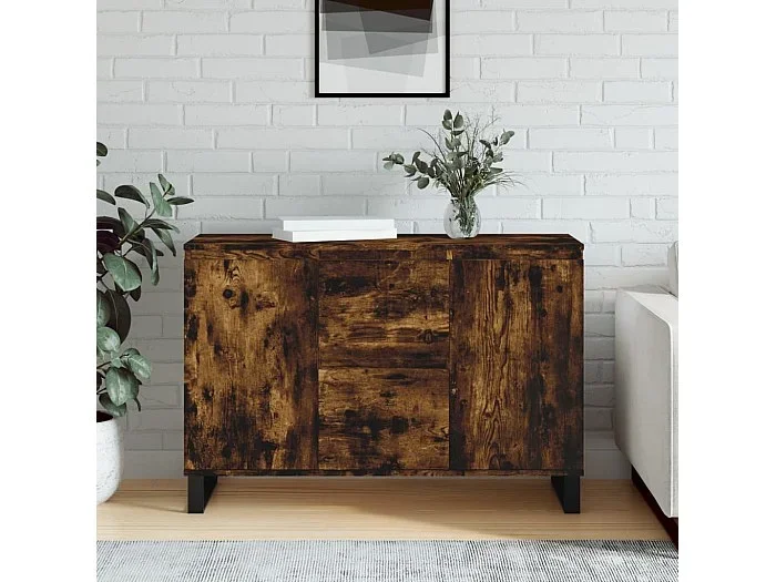 Aparador de madera de ingeniería roble ahumado 104x35x70 cm ES58538