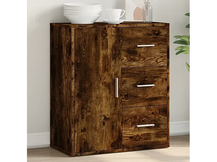 Aparador de madera de ingeniería roble ahumado 60x31x70 cm