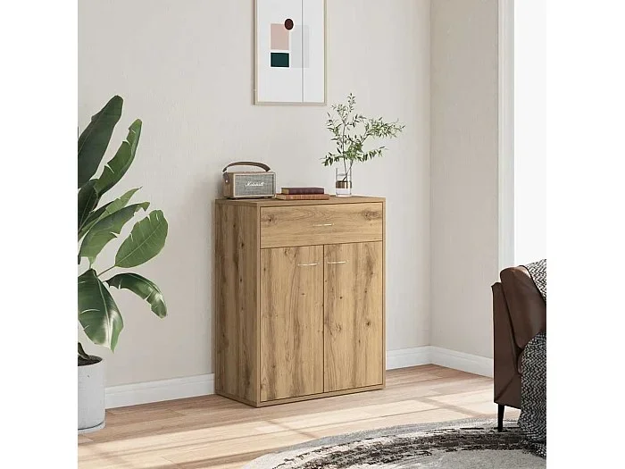 Aparador de madera de ingeniería roble artisan 60x30x75 cm