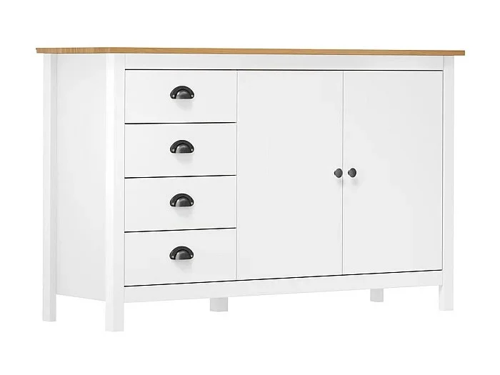 Aparador Hill madera maciza de pino blanco 130x40x80 cm ES81233