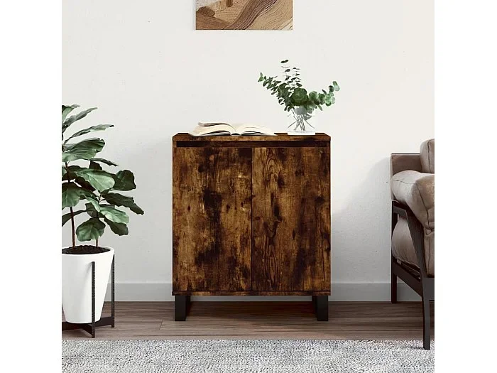 Aparador madera contrachapada color roble ahumado 60x35x70 cm