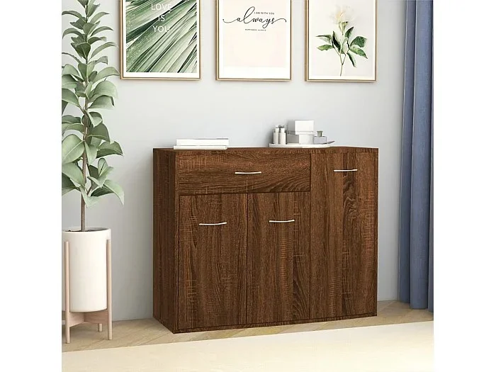 Aparador madera contrachapada color roble marrón 88x30x70 cm ES89170