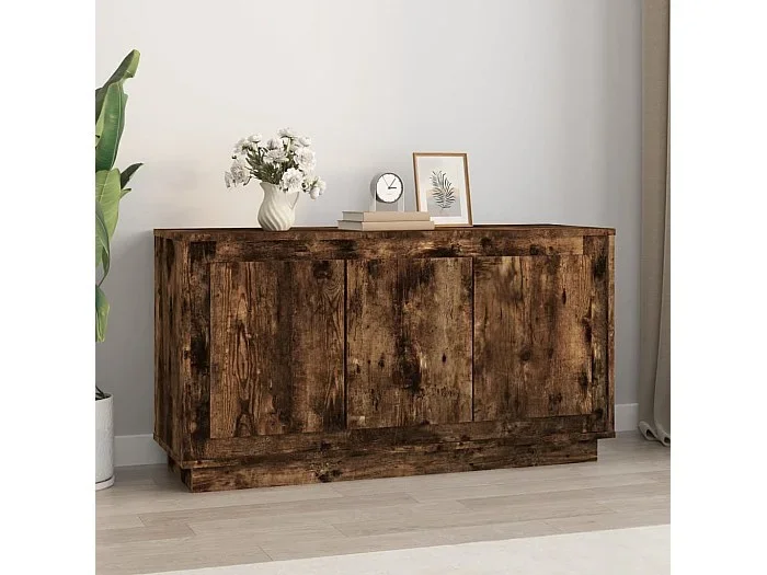 Aparador madera contrachapada roble ahumado 102x35x55 cm ES472641