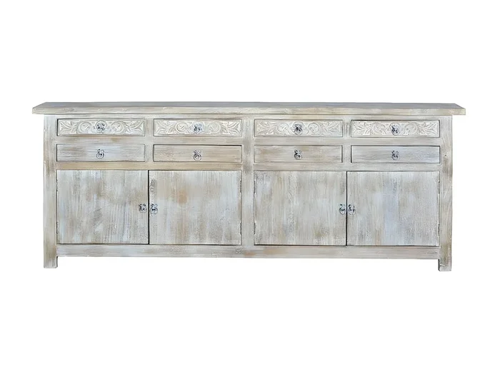 Aparador madera de mango blanco envejecido 100x200x44