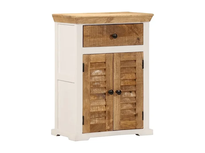Aparador madera maciza mango rugosa blanco marrón 55x30x73 cm ES901675