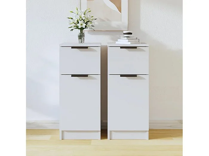 Aparadores 2 uds madera contrachapada blanco 30x30x70 cm ES616206