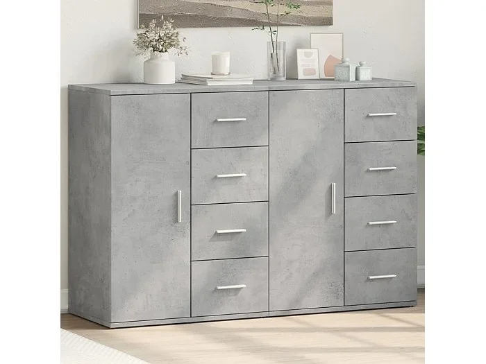 Aparadores 2 uds madera de ingeniería gris hormigón 59x39x80 cm