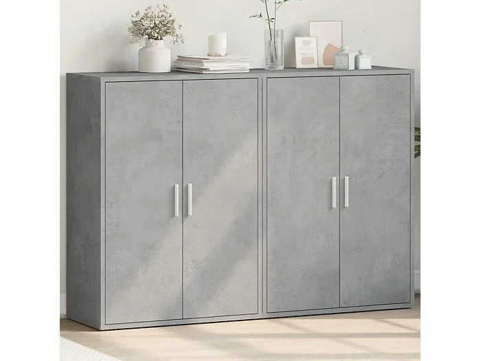 Aparadores 2 uds madera de ingeniería gris hormigón 60x31x84 cm