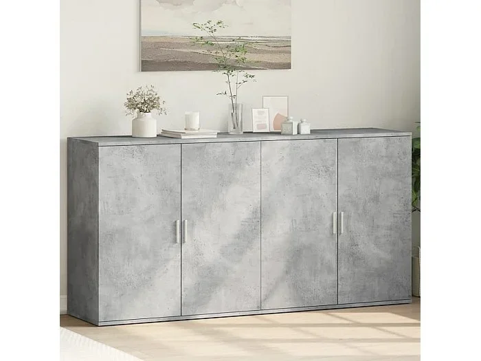 Aparadores 2 uds madera de ingeniería gris hormigón 79x38x80 cm ES484251