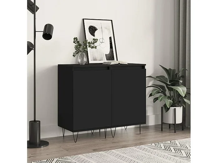 Aparadores 2 uds madera de ingeniería negro 40x35x70 cm ES12704