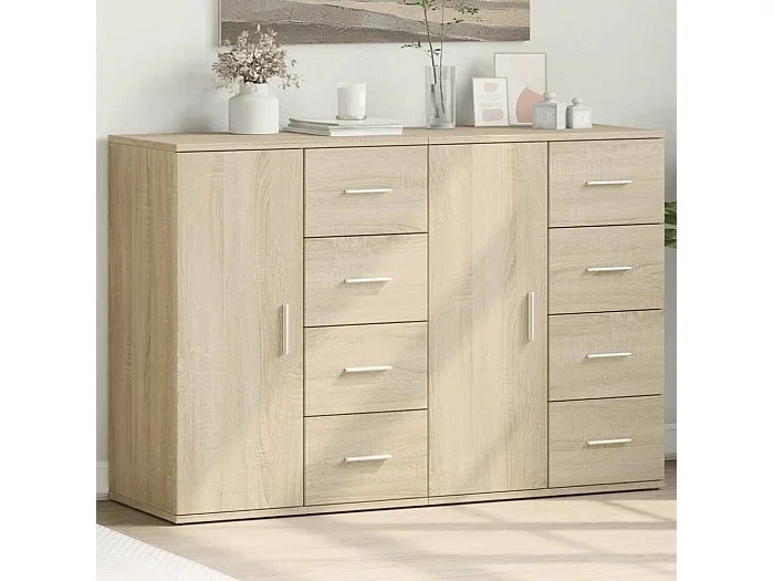 Aparadores 2 uds madera de ingeniería roble Sonoma 59x39x80 cm