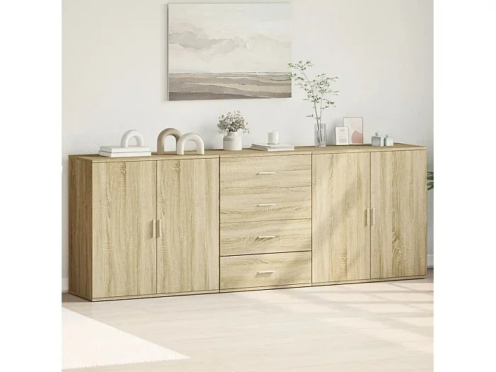 Aparadores 3 uds madera contrachapada color roble sonoma ES567275