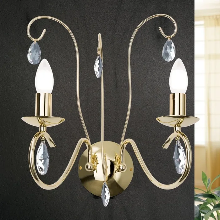 Aplique de cristal ALESSIA 2xE14/40W/230V dorado
