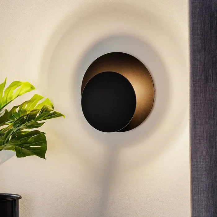 Aplique de pared Circle en forma redonda, negro