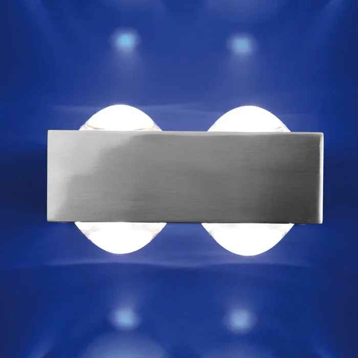 Aplique de pared Focus, níquel 4 lentes, metal, vidrio