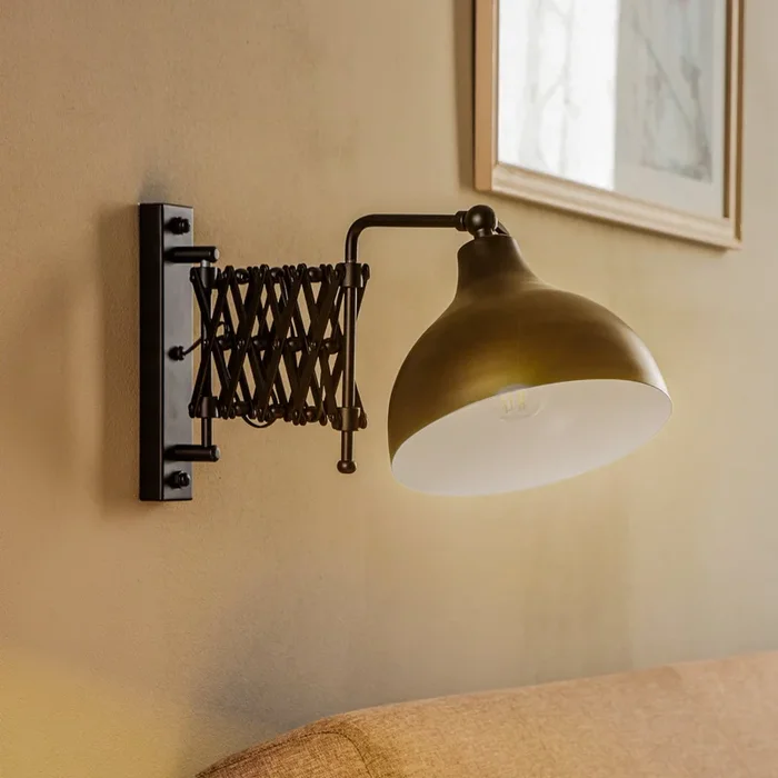 Aplique de pared HAP-9082-BSY con brazo articulado, negro