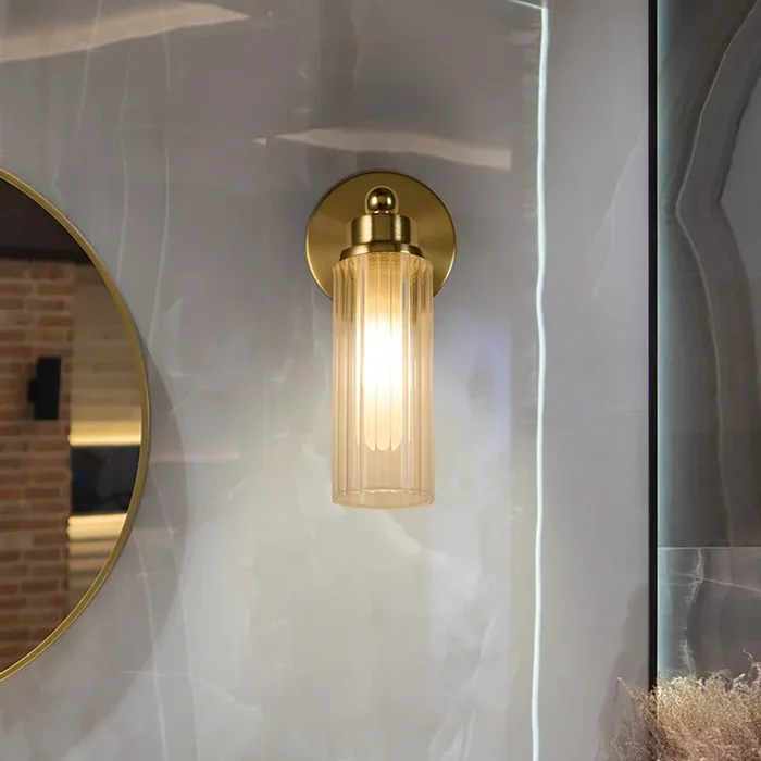 Aplique de pared Imperial, latón, 1 luz, acero, cristal, IP44