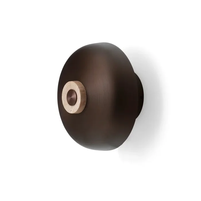 Apliqué de pared LED Audo Reverse, arena/bronce, piedra, Ø 24 cm