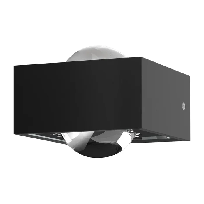 Aplique de pared LED Focus 100 lentes transparentes, negro/cromo