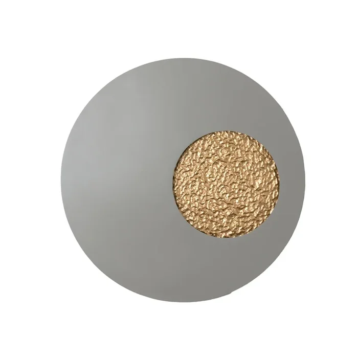 Aplique de pared LED Luna, gris/dorado, Ø 80 cm, hierro