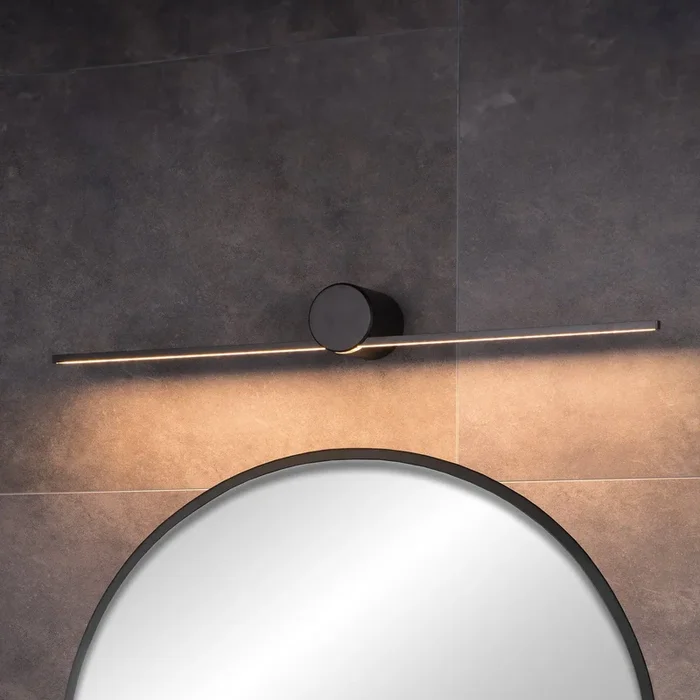 Aplique de pared LED Mizar, 60 cm, negro, IP44