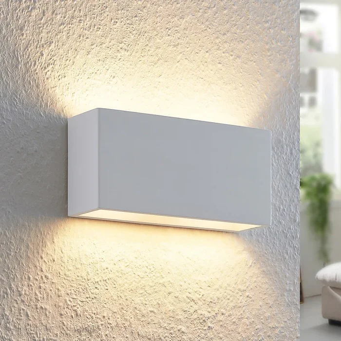 Aplique de pared Lindby Mavora, angular, 25 cm, blanco, escayola, G9