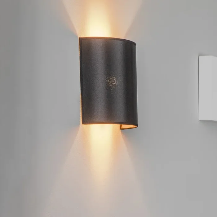Aplique de pared Satin en satén, negro/dorado