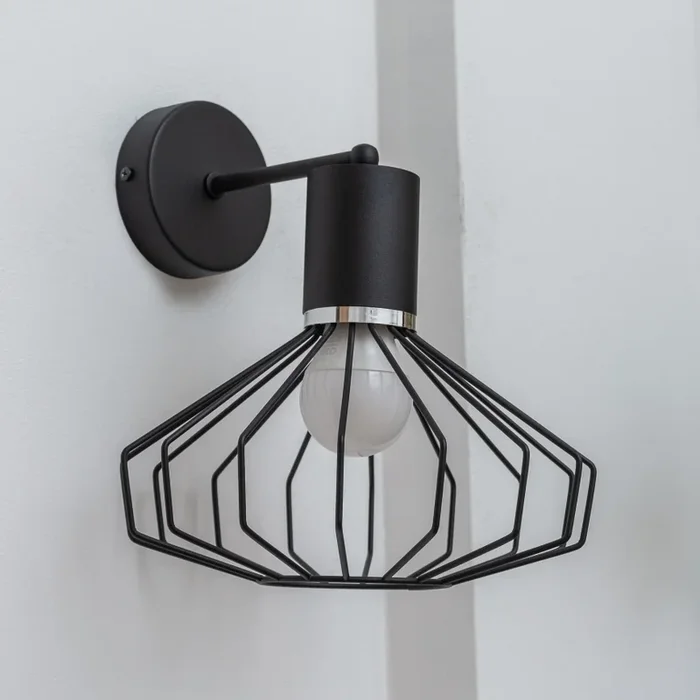 Aplique de pared SOLANO 1xE27/15W/230V negro/cromo brillante