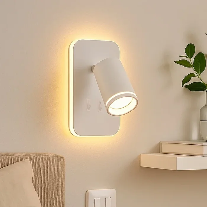 Aplique de pared tipo foco LED PIPE 1xGU10/10W/230V + LED/6W, blanco