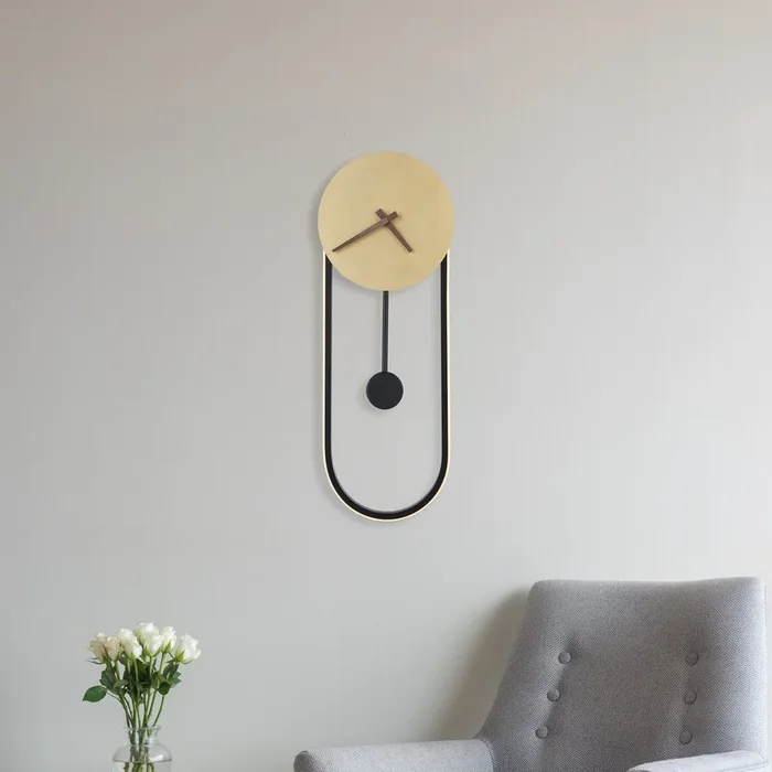Aplique LED Sussy con reloj, negro/oro