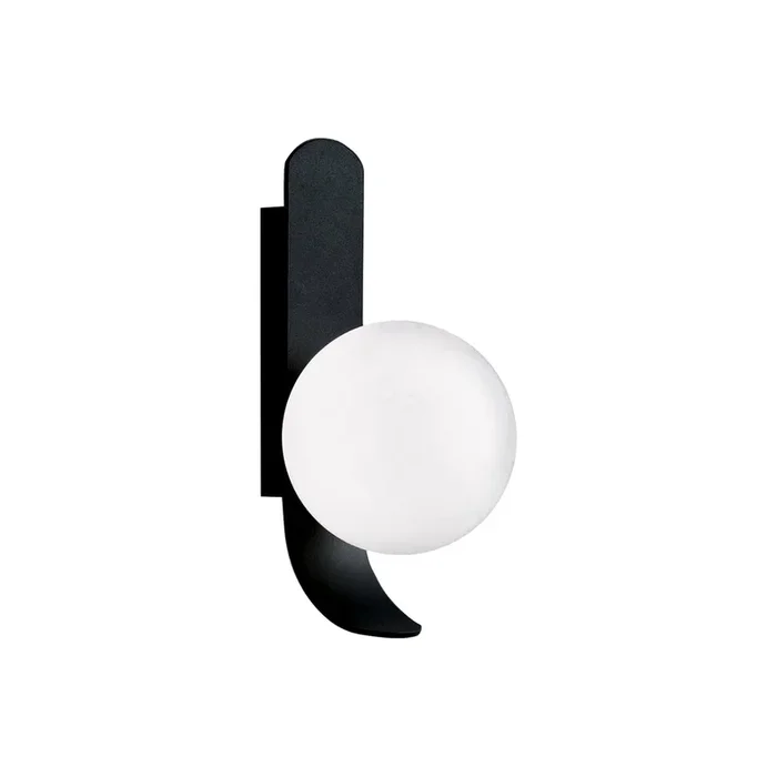 Aplique Polina, pantalla esférica de vidrio, negro