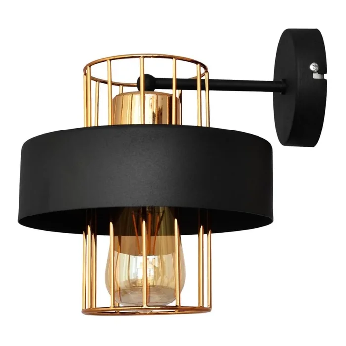 Aplique VOLTA 1xE27/15W/230V 23 cm negro/dorado