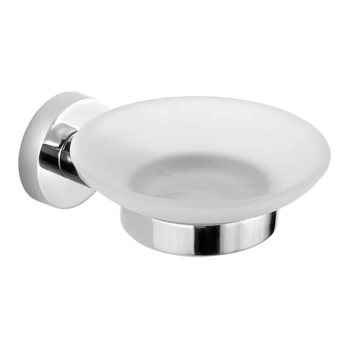 Aqualine – Jabonera de pared SAMBA blanco leche tarros/cromo brillante