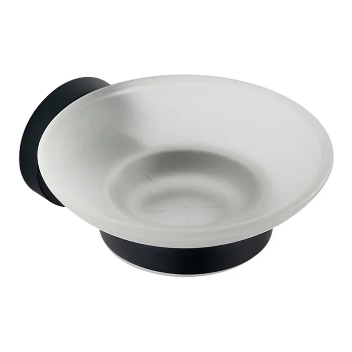 Aqualine – Jabonera de pared SAMBA blanco leche tarros/negro mate