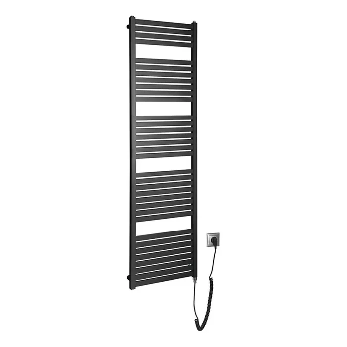 Aqualine – Radiador eléctrico de baño TONDI-E 600W/230V 169 cm negro mate recto