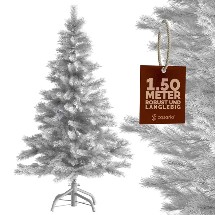 Árbol de Navidad artificial blanco PVC 150cm con soporte