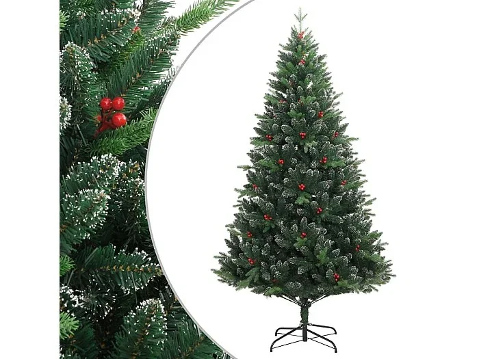 Árbol de Navidad artificial con bisagras y frutos rojos 150 cm