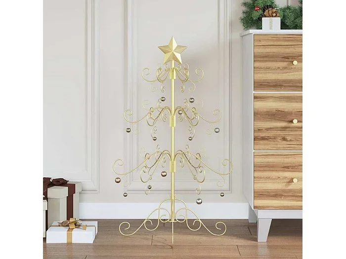 Árbol de Navidad de metal con soporte Dorado 90 cm