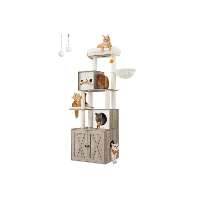 Árbol Moderno para Gatos Rascador para Gatos con Arenero Cojines Lavables-Feandrea